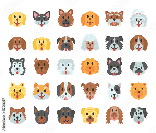 Dog Breeds Flat Vector Icons