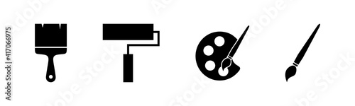 Paint icons set. Paint brush vector icon. Paint roller icon