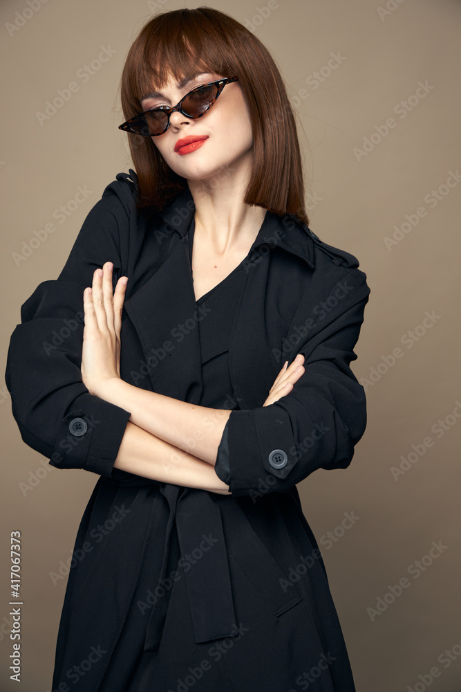 Charming brunette crossed her arms over her chest short hairstyle Charming brunette crossed her arms over her chest short hairstyle