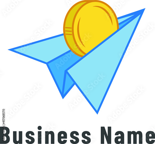 papper plane coin logo design