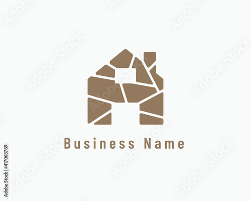Flat Stone House Logo Design
