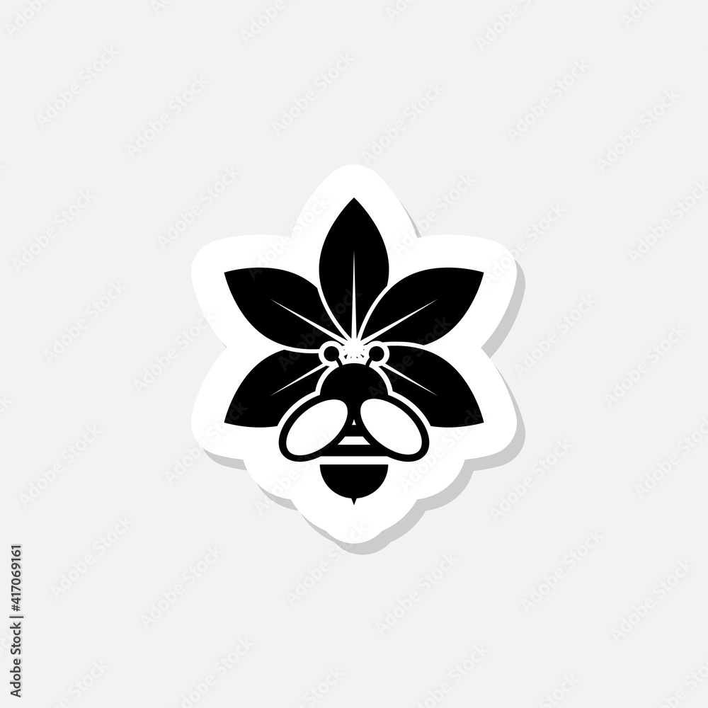 Bee on flower sticker icon Bee on flower sticker icon