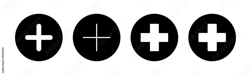 Plus Icons set. Add plus icon. Addition sign. Medical Plus icon Plus Icons set. Add plus icon. Addition sign. Medical Plus icon