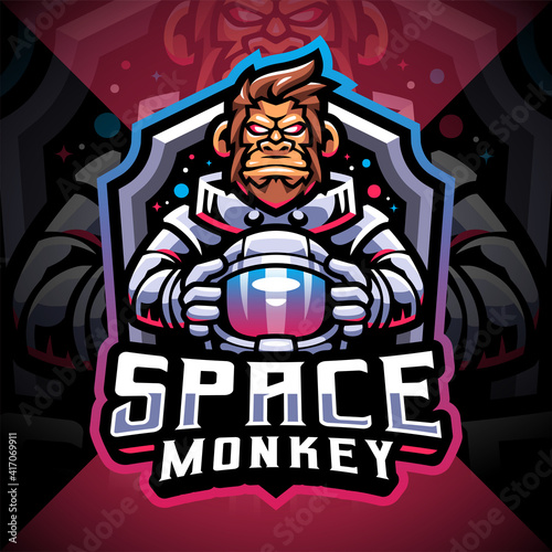 Space monkey esport mascot logo design