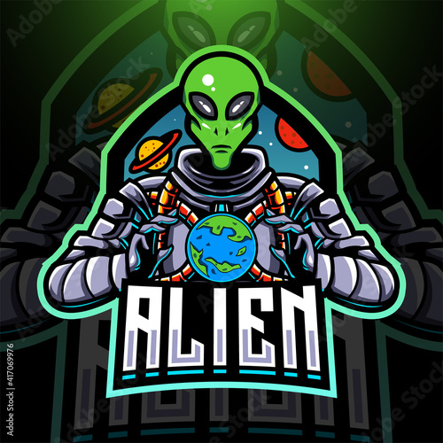 Alien esport mascot logo design