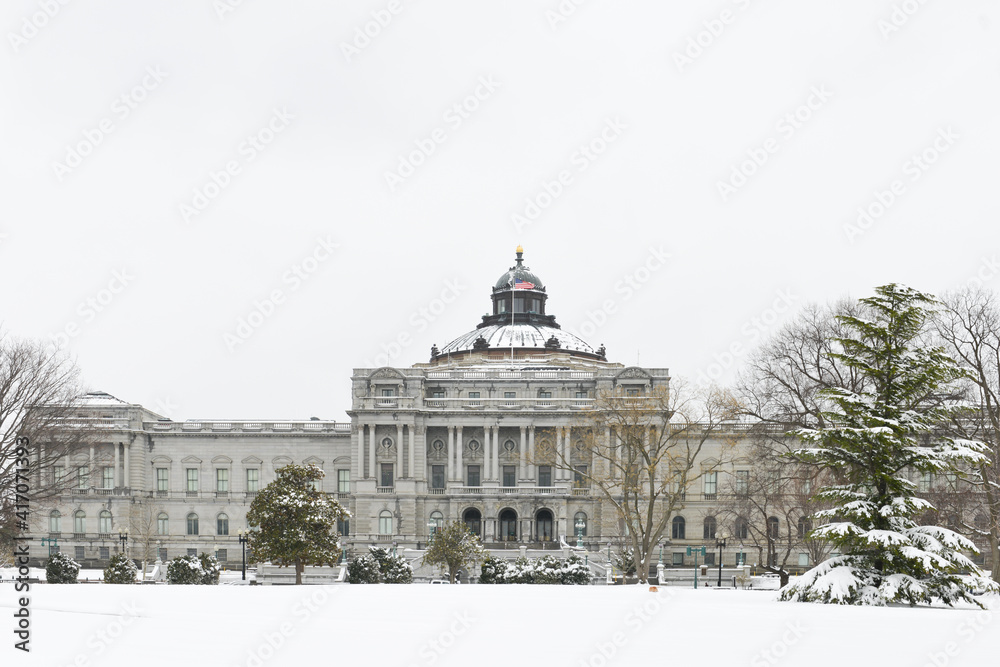 Library of Congress in snow - Washington DC, United States of America