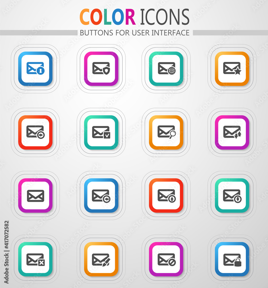 Mail and envelope icons set