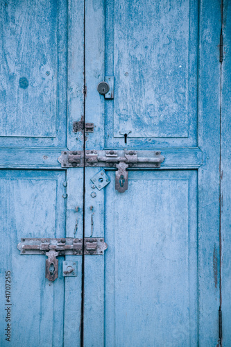 Blue antique wooden doors