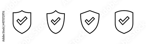 Free Download Shield check mark logo icons set. Protection approve sign. Safe icon vector - GFXLoad