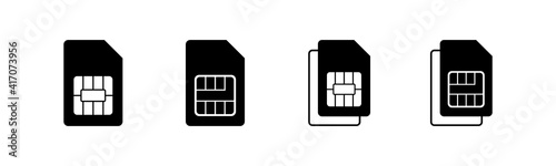 Sim card icons set vector. Mobile slot icon. Mobile cellular phone sim card chip.
