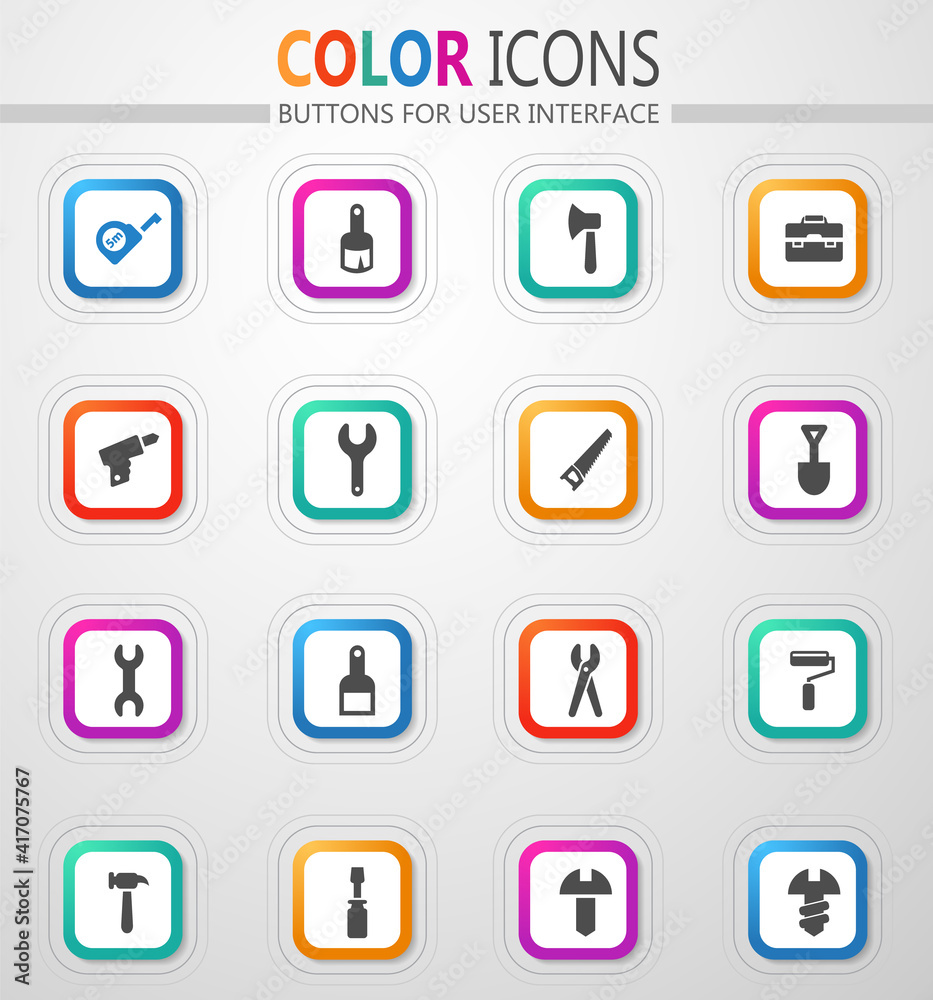 Work tools icons set Work tools icons set