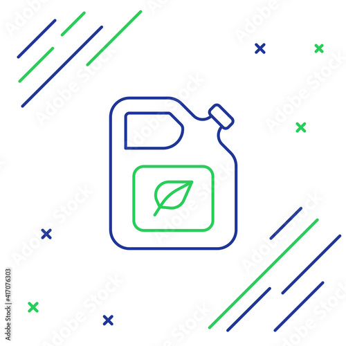 Line Bio fuel canister icon isolated on white background. Eco bio and barrel. Green environment and recycle. Colorful outline concept. Vector.