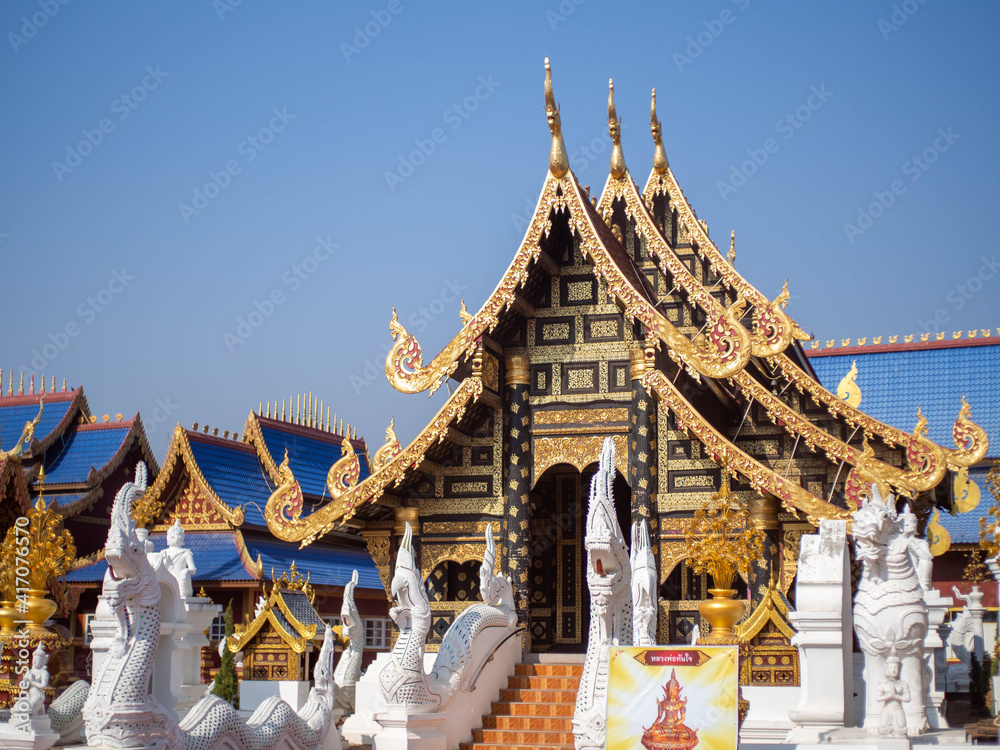 Fototapeta premium Atmosphere in the temples of Thailand At Temple name is Wat Pipat Mongkol, Thungsaliam, Sukhothai, Thailand in 26 February 2021.