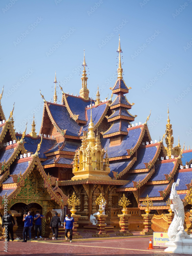 Atmosphere in the temples of Thailand At Temple name is Wat Pipat Mongkol, Thungsaliam, Sukhothai, Thailand  in 26 February 2021.