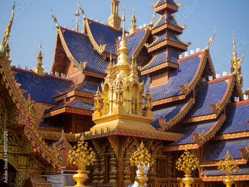 Atmosphere in the temples of Thailand At Temple name is Wat Pipat Mongkol  Thungsaliam  Sukhothai  Thailand  in 26 February 2021.