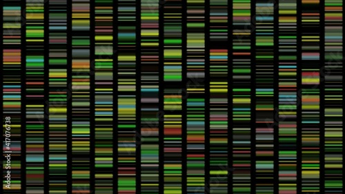 DNA  barcodes . DNA barcoding multicolors . Slow motion downwards scrolling color cycling  . 3d animation render  photo