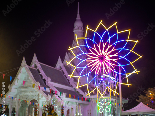 Flower arrangements at Temple name "Wat Luang Por Si La", Thungsaliam, Sukhothai, Thailand.