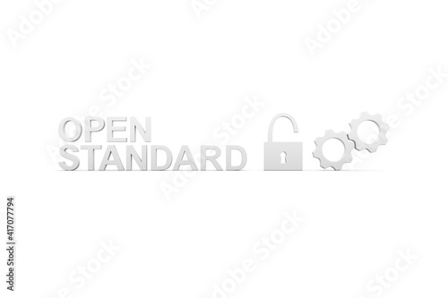 OPEN STANDARD concept white background 3d render illustration photo