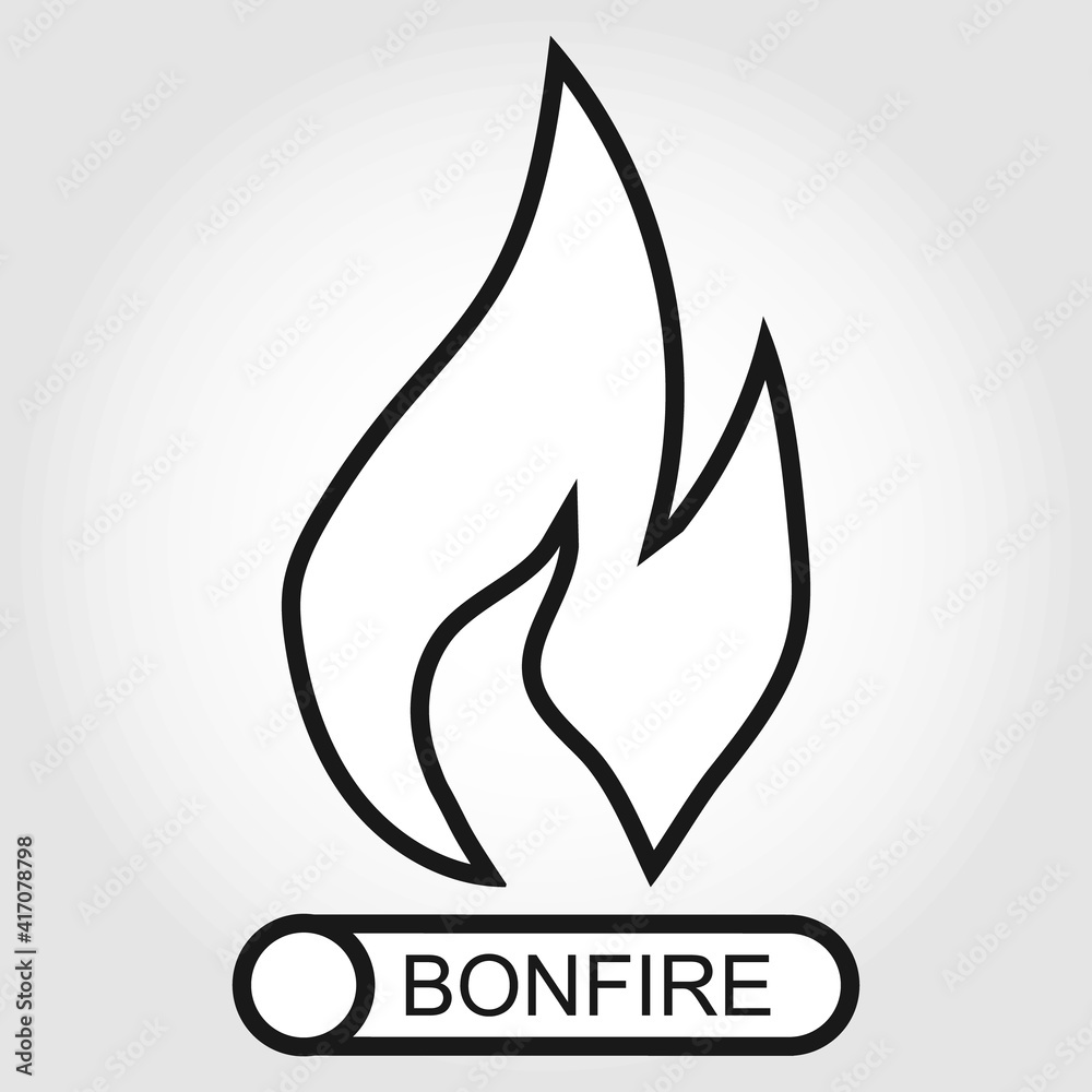Bonfire icon, black bonfire icon isolated on white background. Vector, cartoon illustration. Vector. Bonfire icon, black bonfire icon isolated on white background. Vector, cartoon illustration. Vector.