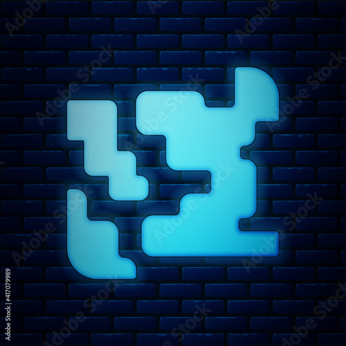 Glowing neon Gaseous icon isolated on brick wall background. Changing the state of matter in gas. Vector.