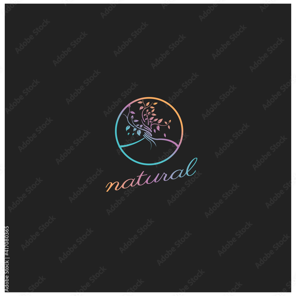 tree shape circle logo illustration nature vector design with color tree shape circle logo illustration nature vector design with color