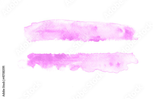  Hand-painted brush stroked abstract purple watercolor on white paper background  for design  wallpaper  banners  text..