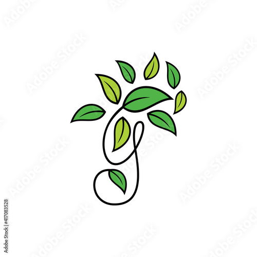 Letter G Leaf Tree Nature Logo Design Vector