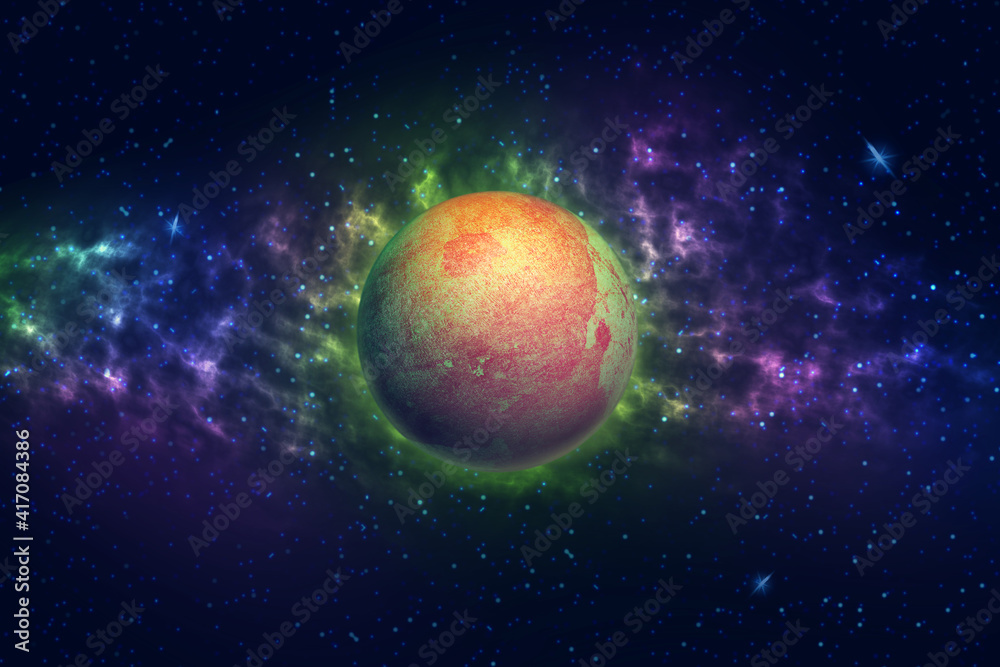 Obraz premium Beautiful abstract planet, with a nebula in space.
