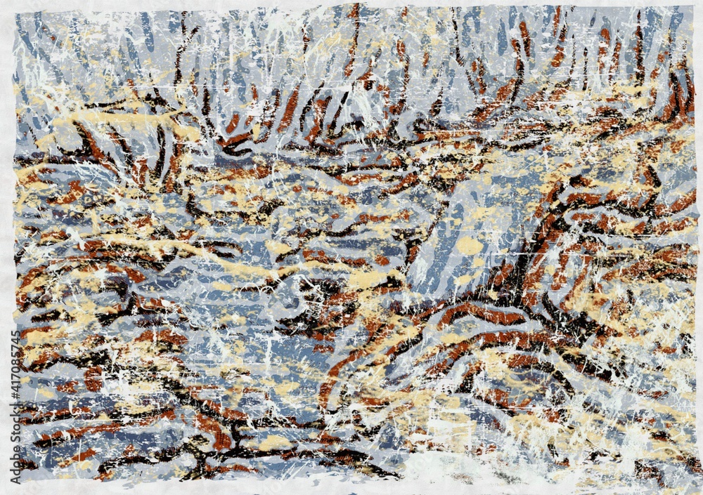 abstract grunge background graphic stylization on textured canvas of chaotic strokes of paint spots