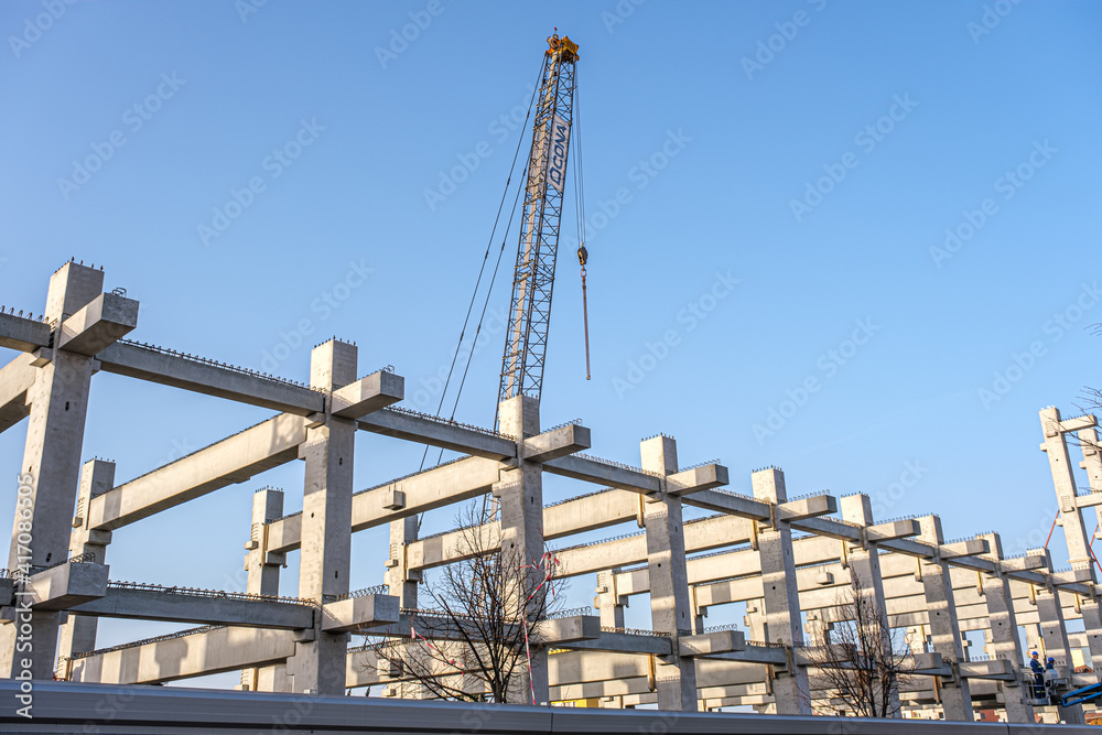 concrete beams at the municipal stadium building site, Sibiu, Romania