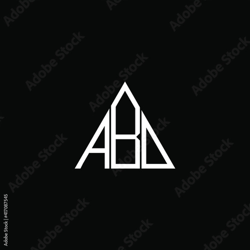A B D letter logo vector design on black color background. abd monogram photo