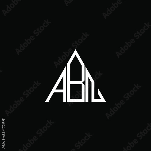 A B N letter logo vector design on black color background. abn monogram photo