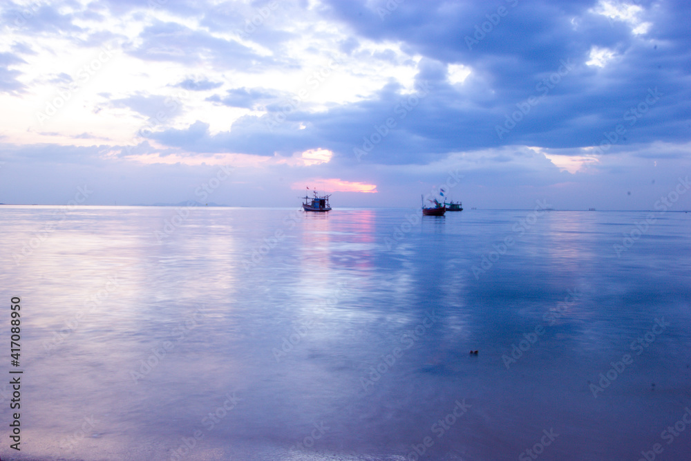 Fishing boats at sunset, Bang Lamung, Chon Buri, Thailand