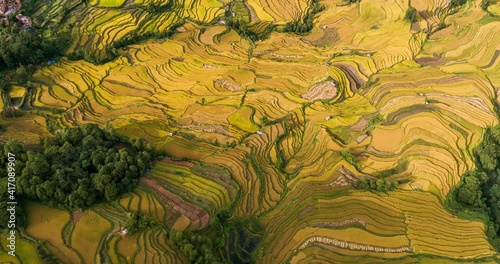 time-lapse video of the scene of green rice fields in Yuanyang Terrace Scenic Area