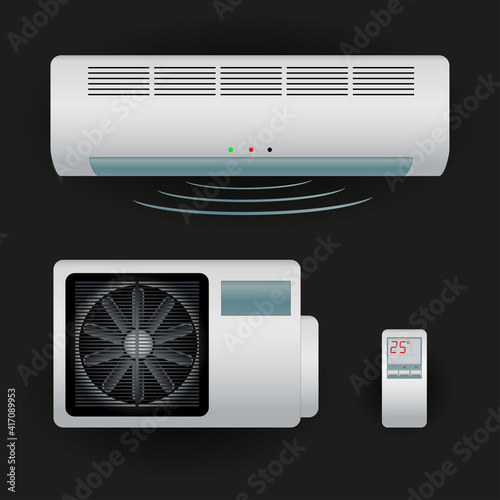 air conditioner set on black background