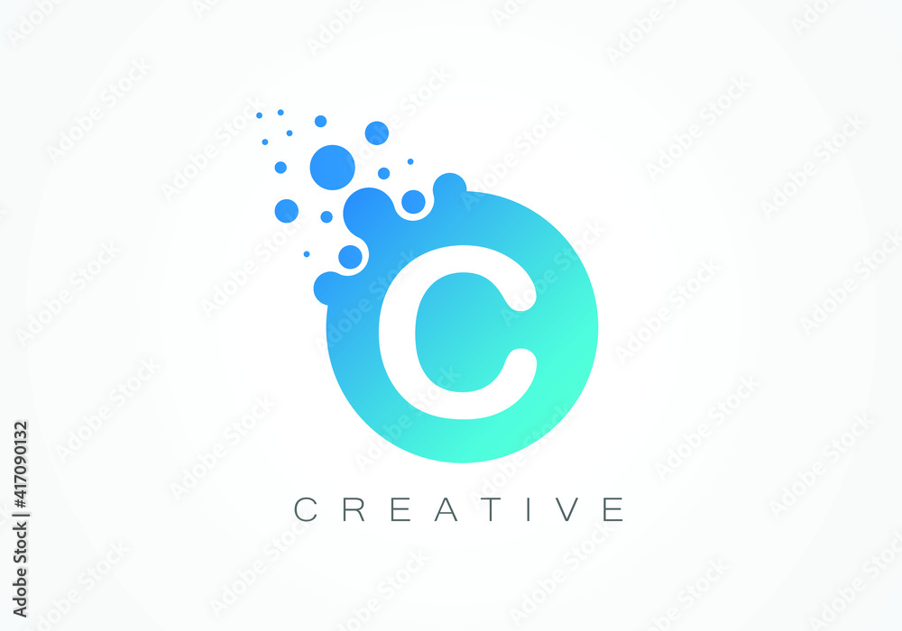 Dots Letter C Logo. C Letter Design Vector with Dots. Stock Vector ...