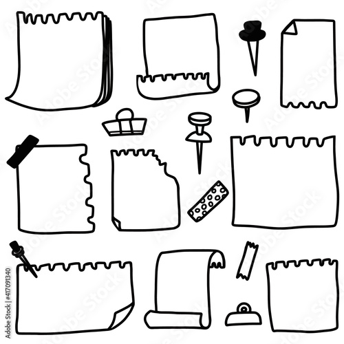 Sketch notepaper doodle for messages vector set
