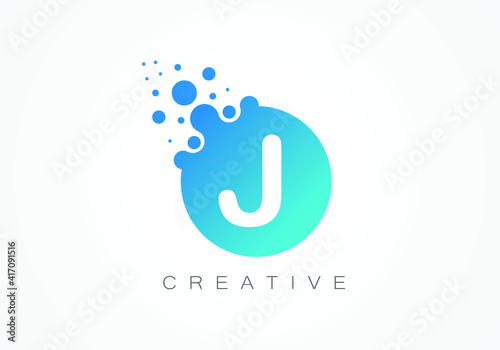 Dots Letter J Logo. J Letter Design Vector with Dots. © SISIRA