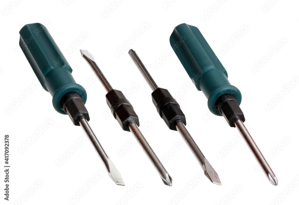 Hand tools for repair and installation: screwdriver isolated on a white background Hand tools for repair and installation: screwdriver isolated on a white background