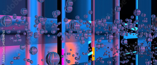Crystals ball background with neon