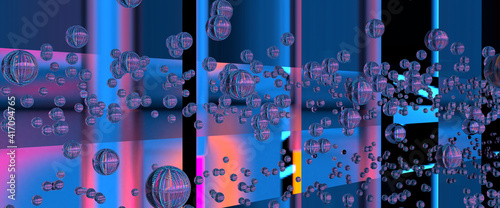 Crystals ball background with neon