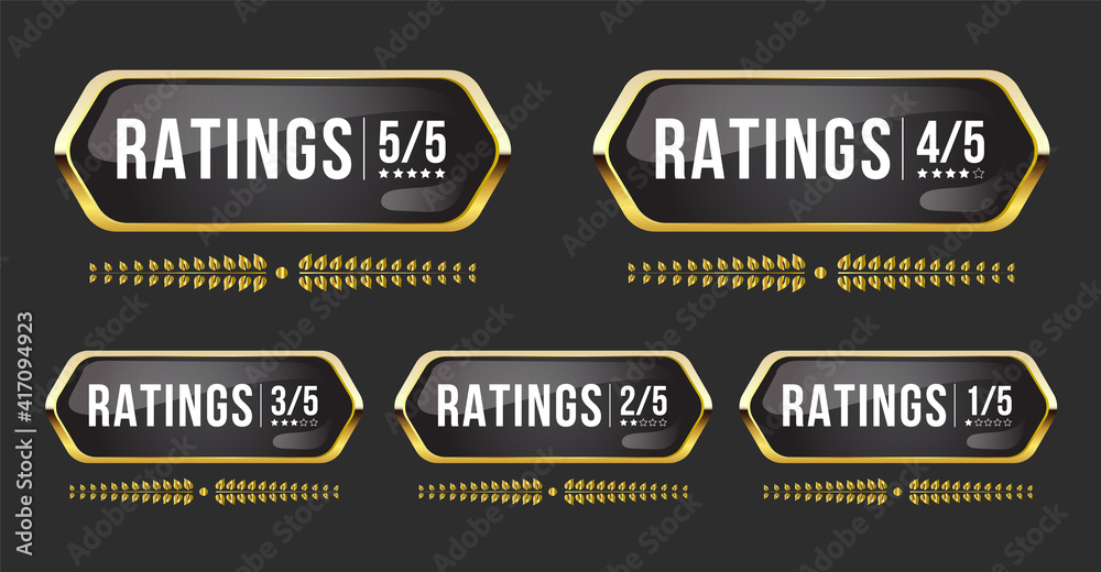 Luxury golden product rating badges and labels set design 