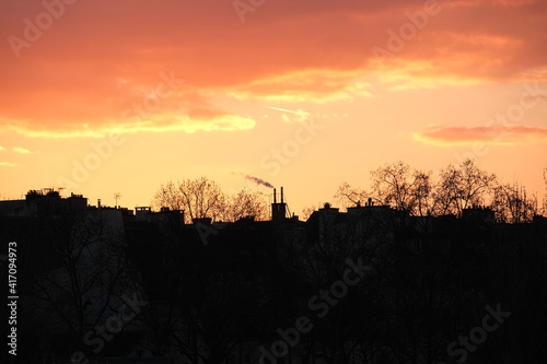 A sunset on the skyline of Paris.