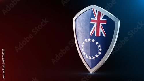 Free Download Steel armor painted as Cook Islands flag. Protection shield and safeguard concept. Safety badge. Security label and Defense sign. Force and strong symbol. - GFXLoad