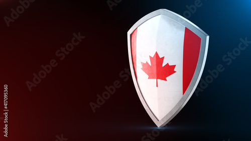 Free Download Steel armor painted as Canada flag. Protection shield and safeguard concept. Safety badge. Security label and Defense sign. Force and strong symbol. - GFXLoad