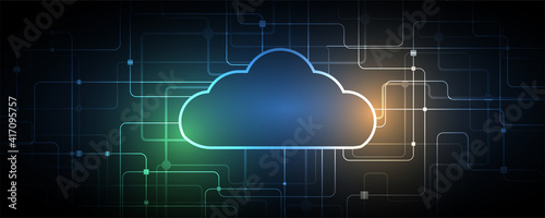 Cloud technology. Integrated digital web concept background