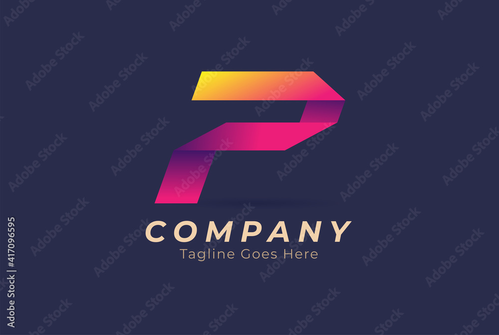 Letter P logo, monogram letter P ribbon style, design logo template, vector illustration Letter P logo, monogram letter P ribbon style, design logo template, vector illustration