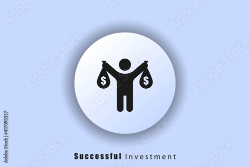 Icon of a person with money. Investment icon. Successful business icon. A good investment. Vector EPS10