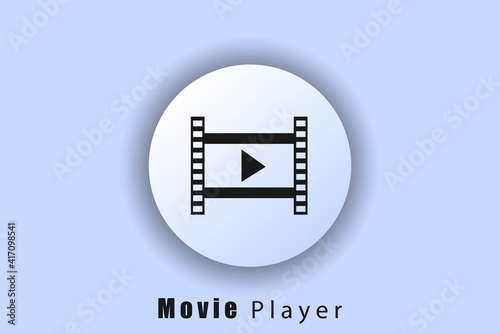 Media player. Movie player icon. User interface icon. White web button neomorphism. Vector EPS10