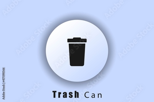 Trash icon. Trash can. User interface icon. White web button neomorphism. Vector EPS10